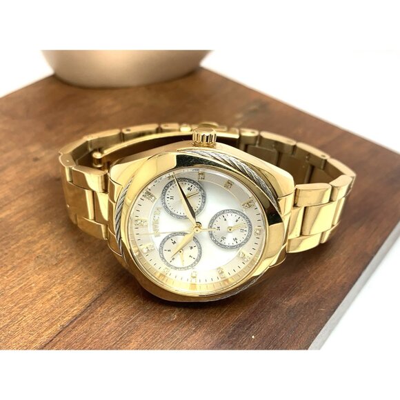 Invicta Women's Watch Bolt 31996 Quartz Mother of Pearl Gold Steel 35mm Case - Picture 8 of 14